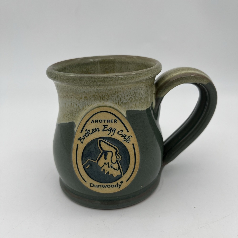 Deneen Pottery "Another Broken Egg Cafe" Dunwoody ,Georgia Green Mug 2017